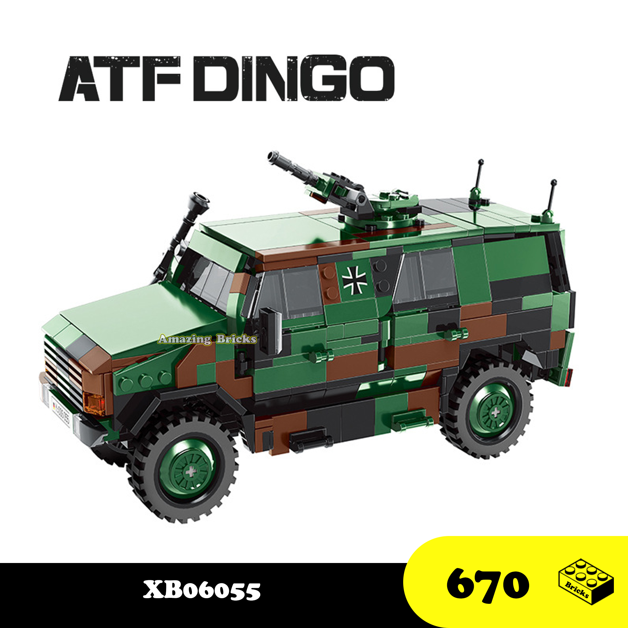 Đồ chơi lắp ráp xe quân sự atf dingo, xingbao xb06055 military truck, xếp hình thông minh, mô hình quân sự