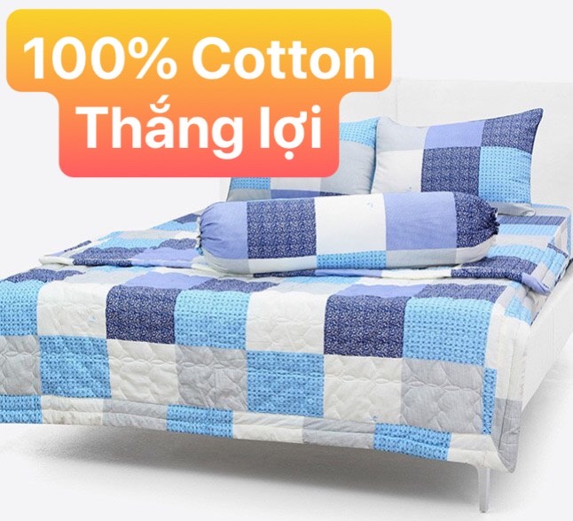 [HCM]Bộ drap Thắng Lợi kèm mền chần gòn { 5 món } hoặc mền lẻ - Chuẫn logo]