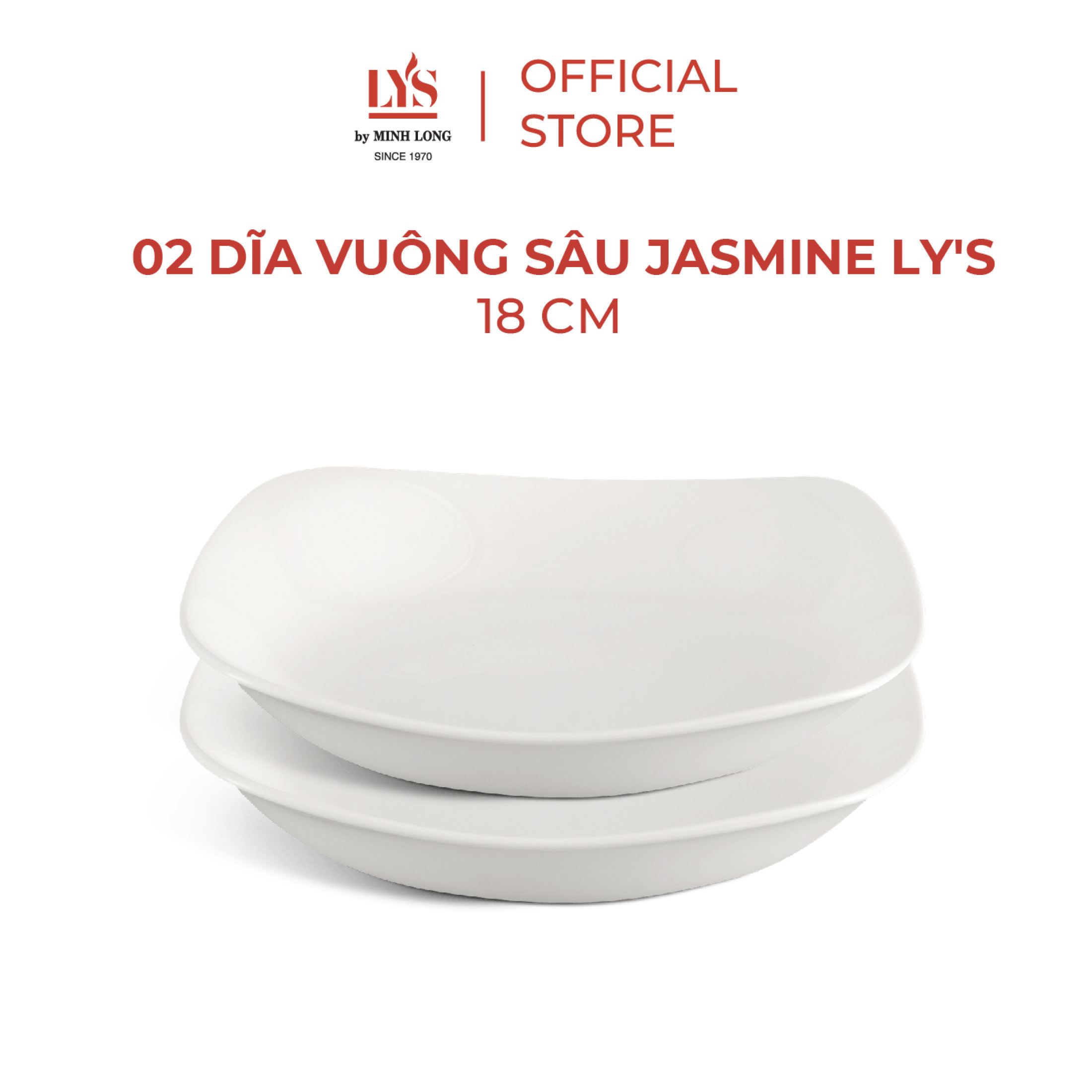 Bộ 2 Dĩa Sâu Lòng Minh Long Daisy Lys Trắng Ngà nhiều kích thước 18cm, 23, 31 hàng đẹp, cao cấp, sang trọng