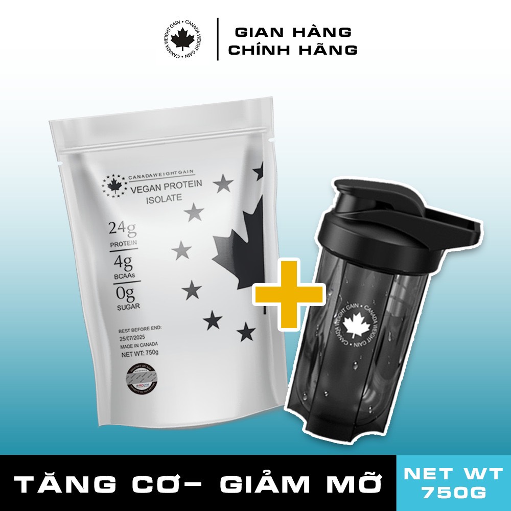 Sữa tăng cơ vegan protein isolate- túi 750g- không đậu nành-canada weightgain- freeship