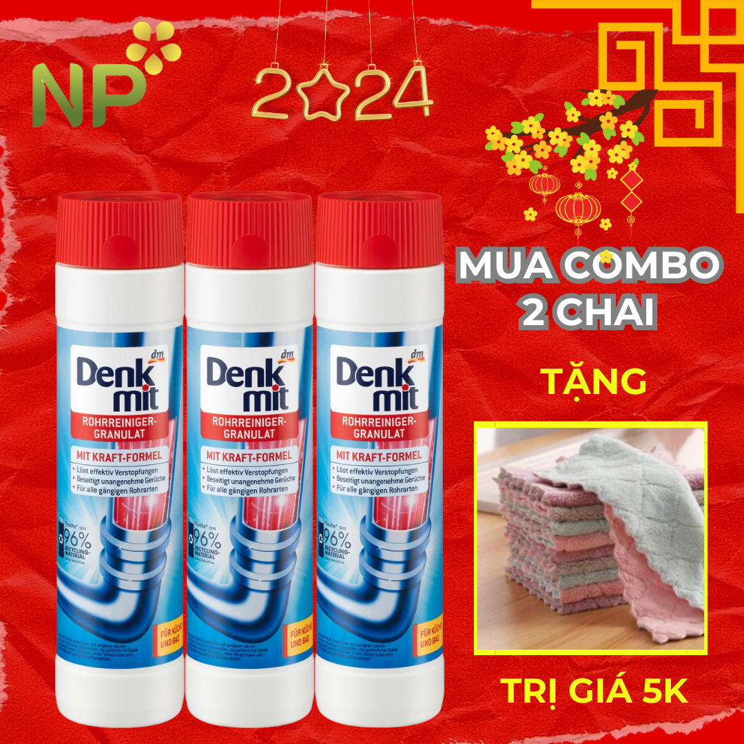 Bột Thông Cống DENKMIT 600gr Loại bỏ ngay tắc nghẽn Dùng Cho Bồn Cầu Bồn Rửa Chén Bát Bồn Rửa Mặt Lavabo Đức