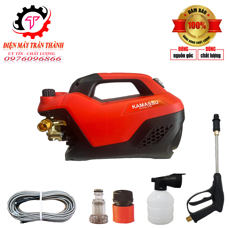 Máy rửa xe gia đình có chỉnh áp Kamassu công suất 2200W, model 2024 , bảo hành 12 tháng