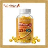 Mulittea Vitamin D3 với viên nang/kẹo dẻo K2(mk7) dành cho trẻ em và người lớn Tăng cường hấp thu canxi, sức khỏe xương khớp, tăng khả năng miễn dịch