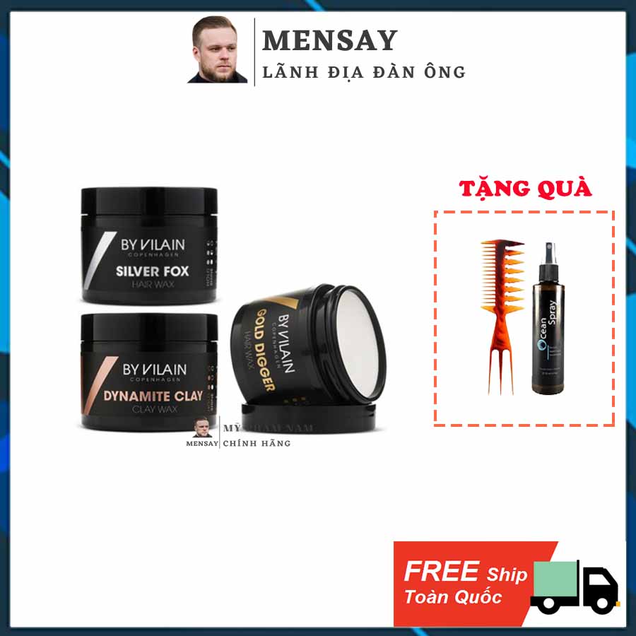 Sáp By Vilain Gold Digger, Silver Fox, Dynamite Clay - sáp vuốt tóc cao cấp chính hãng Đan Mạch - 65ml