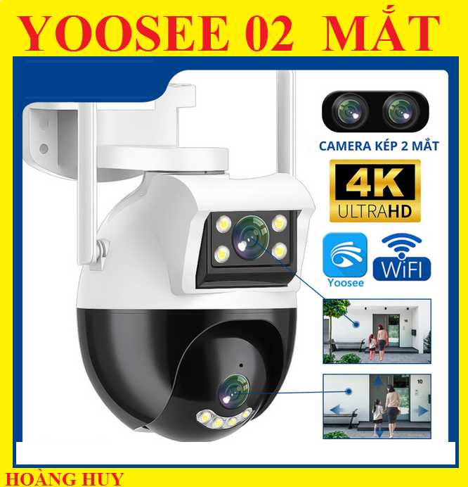 Camera wifi yoosee 2 mắt - xoay 360 - siêu nét góc rộng -yoosee ống kính kép - ống kính camera yoosee giá rẻ tháng 6 /2023 - yoosee 2 khugn hình