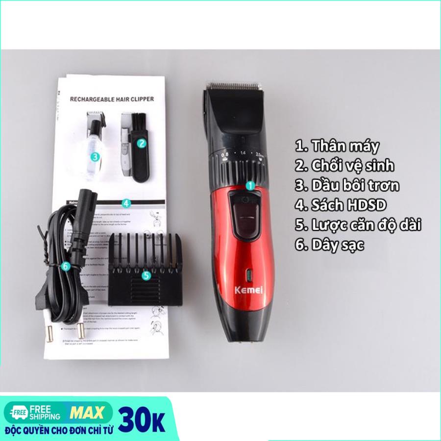 Tông đơ cắt tóc kemei km-730, tông đơ cắt tóc tự động dành cho trẻ nhỏ và em bé km730 đỏ