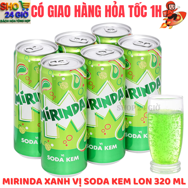 MIRINDA  KEM Nước Ngọt Có Ga Lốc 6 Lon 320 Ml