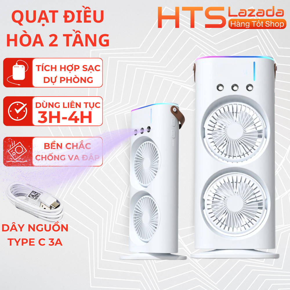 Quạt Điều Hòa Phun Sương TÍCH ĐIỆN Để Bàn 600ML, Quạt Làm Lạnh Bằng Hơi Nước Kết Hợp Đèn LED Ngủ Có Thể Xoay 90 Độ Tăng Diện Tích Làm Mát