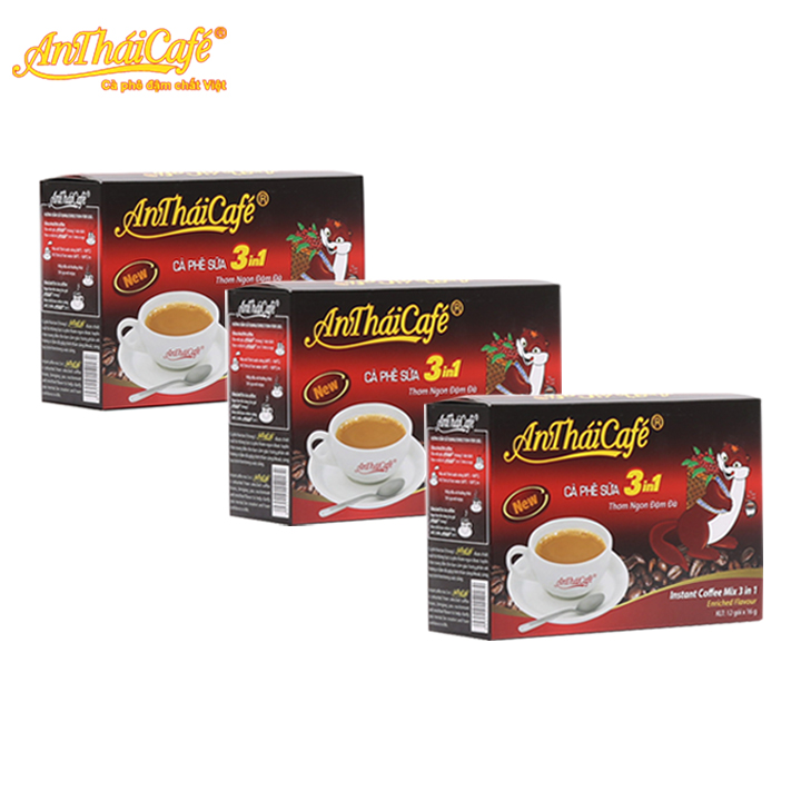 Combo 3 hộp cà phê sữa An Thái Mới (Hộp 12 gói x 16gr)