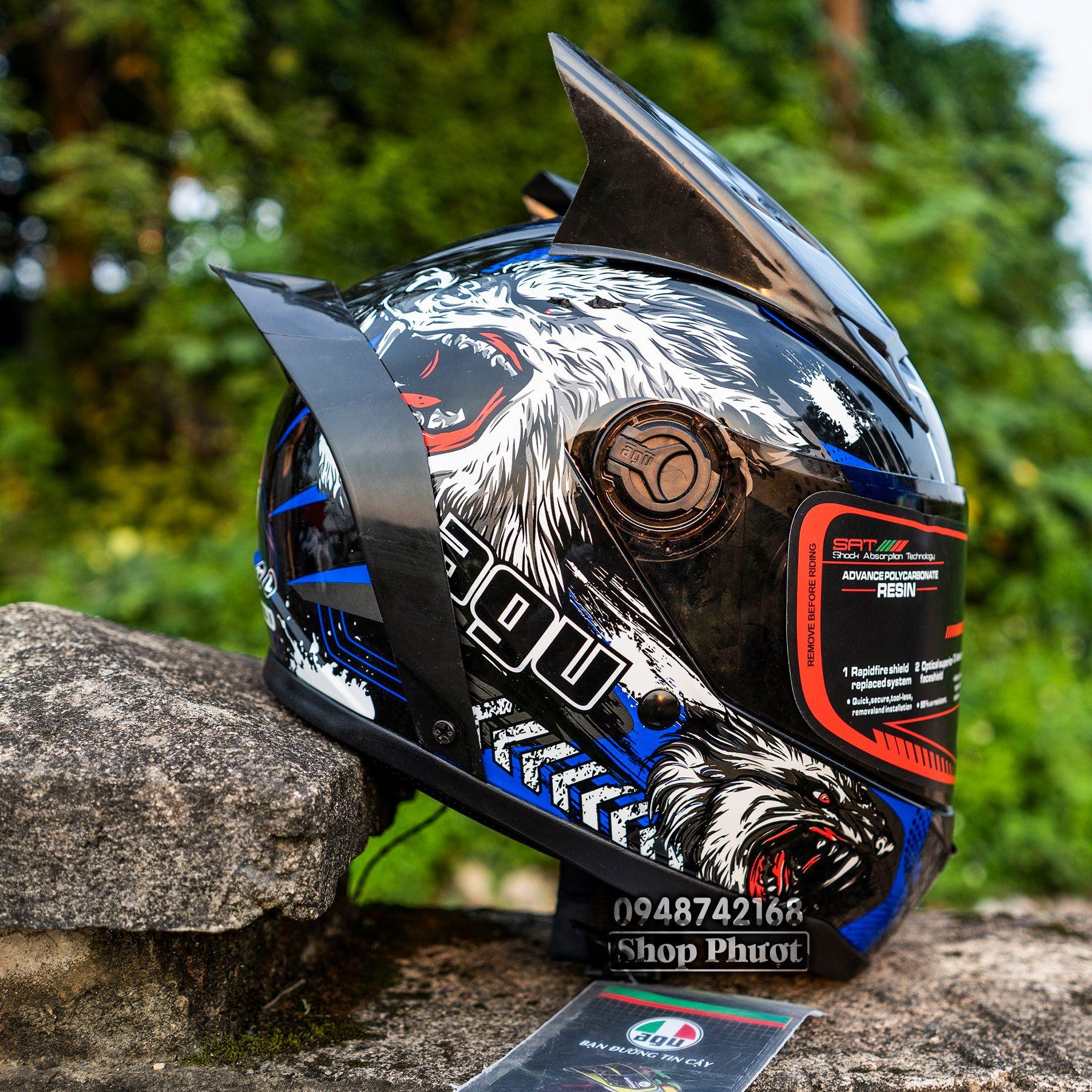 Nón Fullface AGU Lên tem MA SOI Có kèm Đuôi gió và Tai gắn nón bảo hiểm,Sản Phẩm Chất Lượng, Ưu Đãi Dành Cho Bạn.