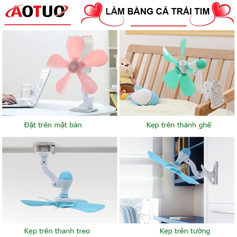 Quạt kẹp bàn Di Động, để bàn,treo trần 5 cánh Dẻo 220v có đế Kẹp - 5 Cánh rẻ hơn 4 cánh