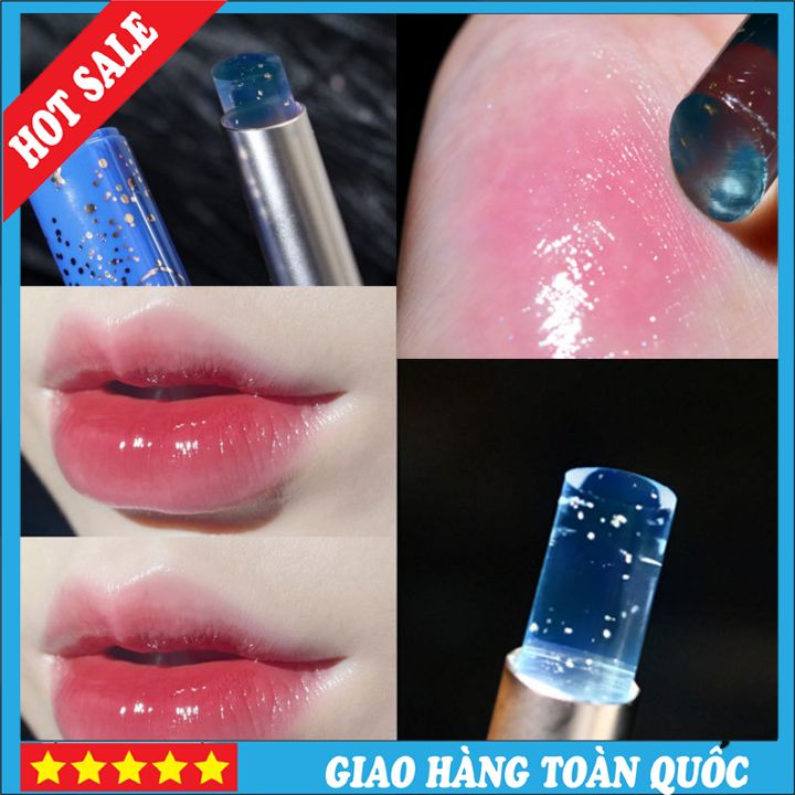 Son dưỡng rắc vàng 24k dạng thạch hãng heyxi - đổi màu theo thời gian - vị berry - hương hoa hồng - không lem