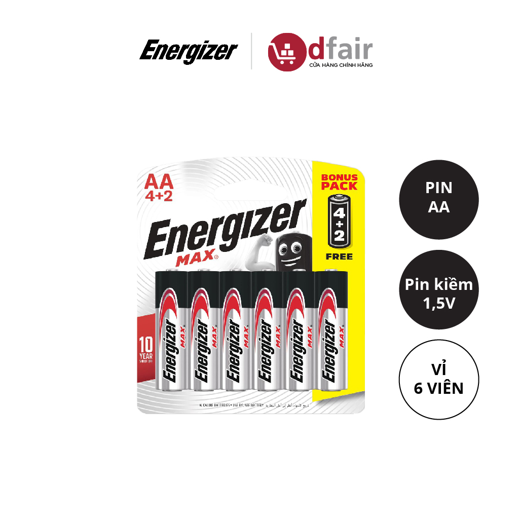Viên pin aa energizer max e91 bp4+2 - 100628297