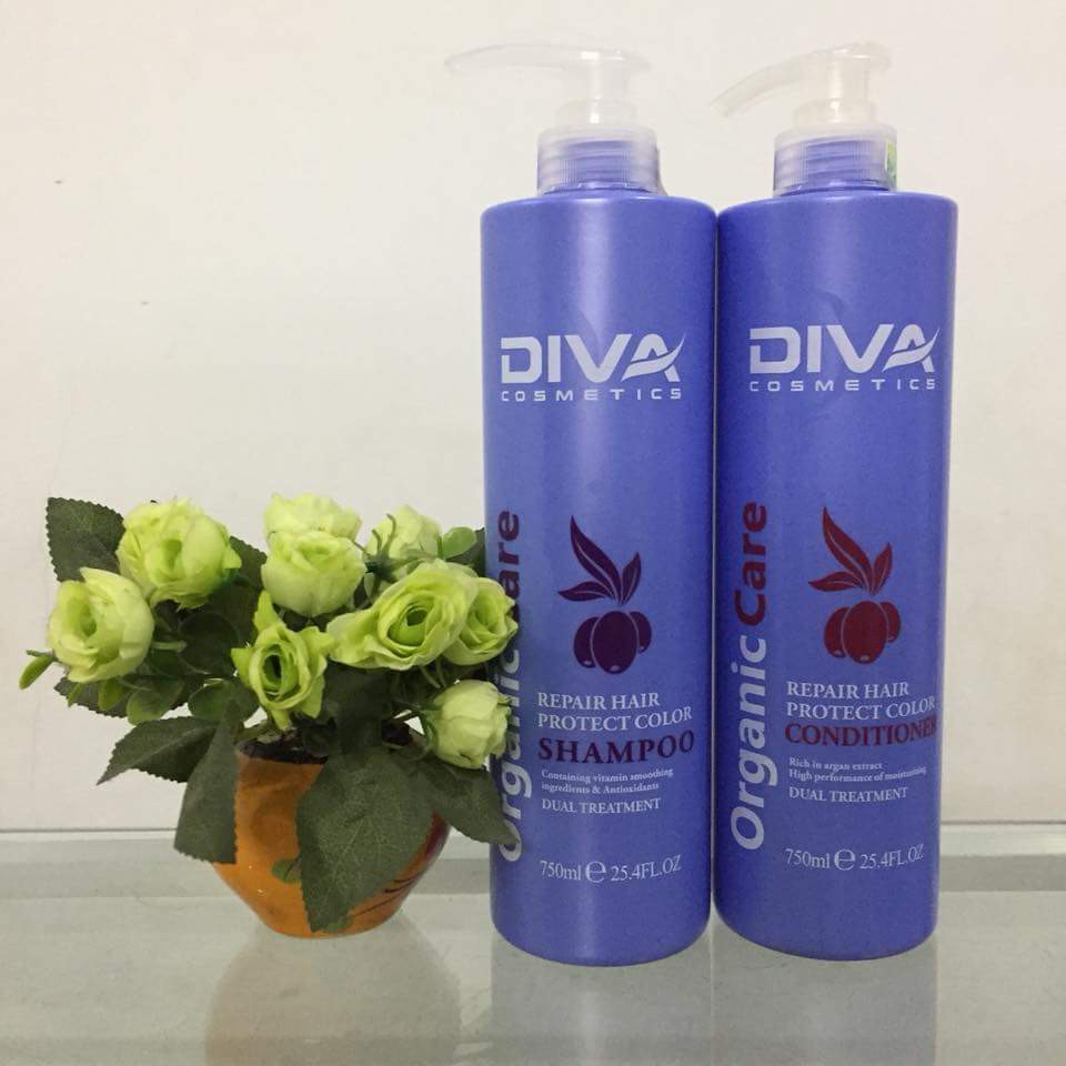 Dầu gội đầu diva xanh 750ml phục hồi và giữ màu tóc chính hãng