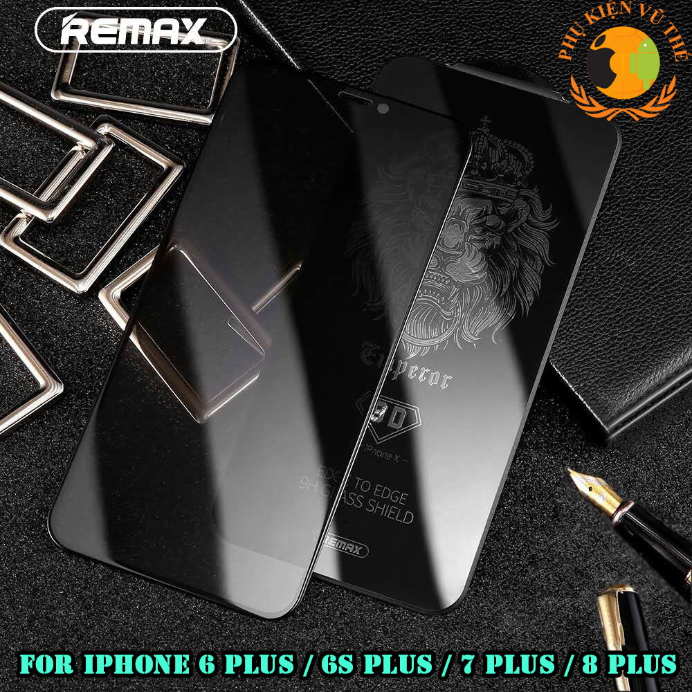 Kính Cường Lực Sư Tử Remax Tràn Màn Hình 9D iPhone 6 Plus 7 Plus 8 Plus Full Màn Cao Cấp Phủ Nano, Độ Cứng 9H