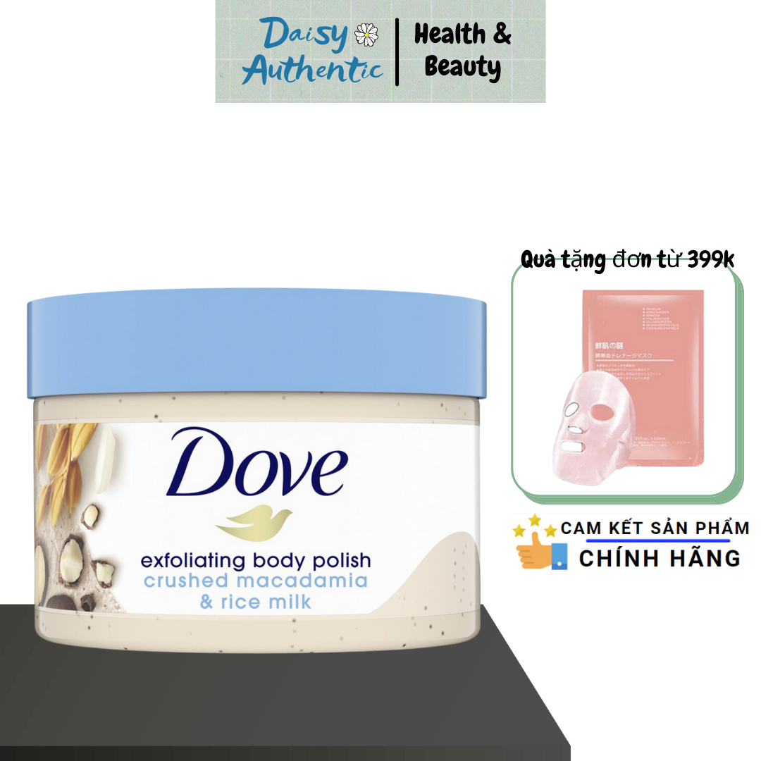 Tẩy Tế Bào Chết Dove Crushed Macadamia & Rice Milk - Dưỡng da toàn thân