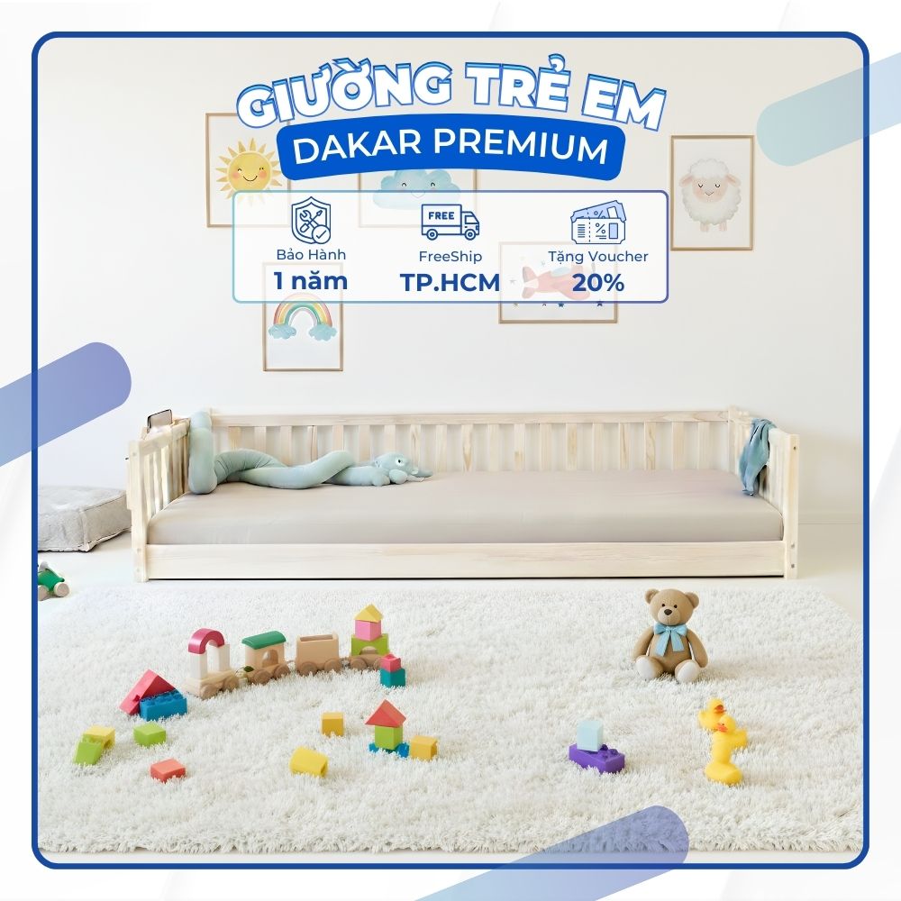 Giường Ngủ Đơn Trẻ Em Dakar Premium Bed, Gỗ Thông Chắc Chắn, Thiết Kế Hiện Đại, Phù Hợp Bé Ngủ Riêng