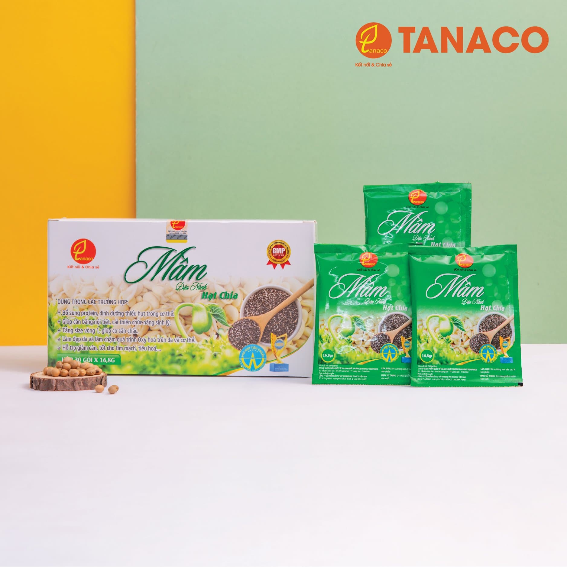 Mầm đậu nành hạt chia Tanaco đẹp da, tăng size vòng 1, thon dáng