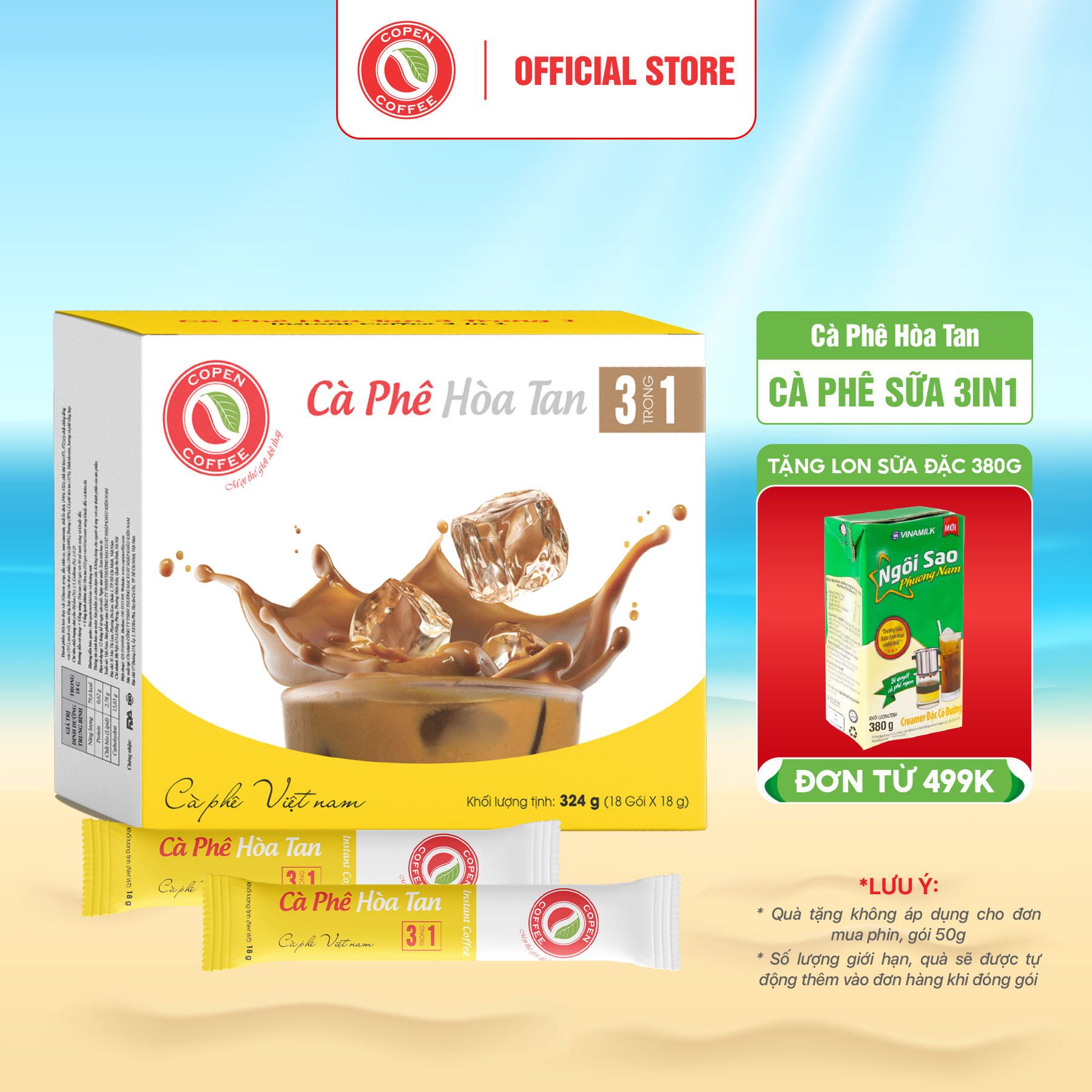 Hộp Cà phê sữa hòa tan Copen Coffee 3 trong 1 tinh chất cà phê tự nhiên