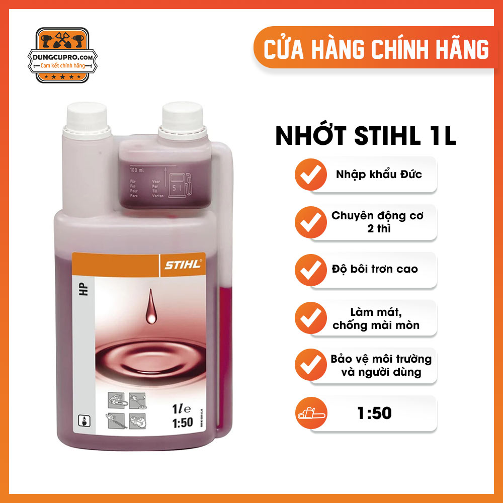 Nhớt bôi trơn dùng cho máy cưa xích stihl - bình 1 lít - 2 nắp
