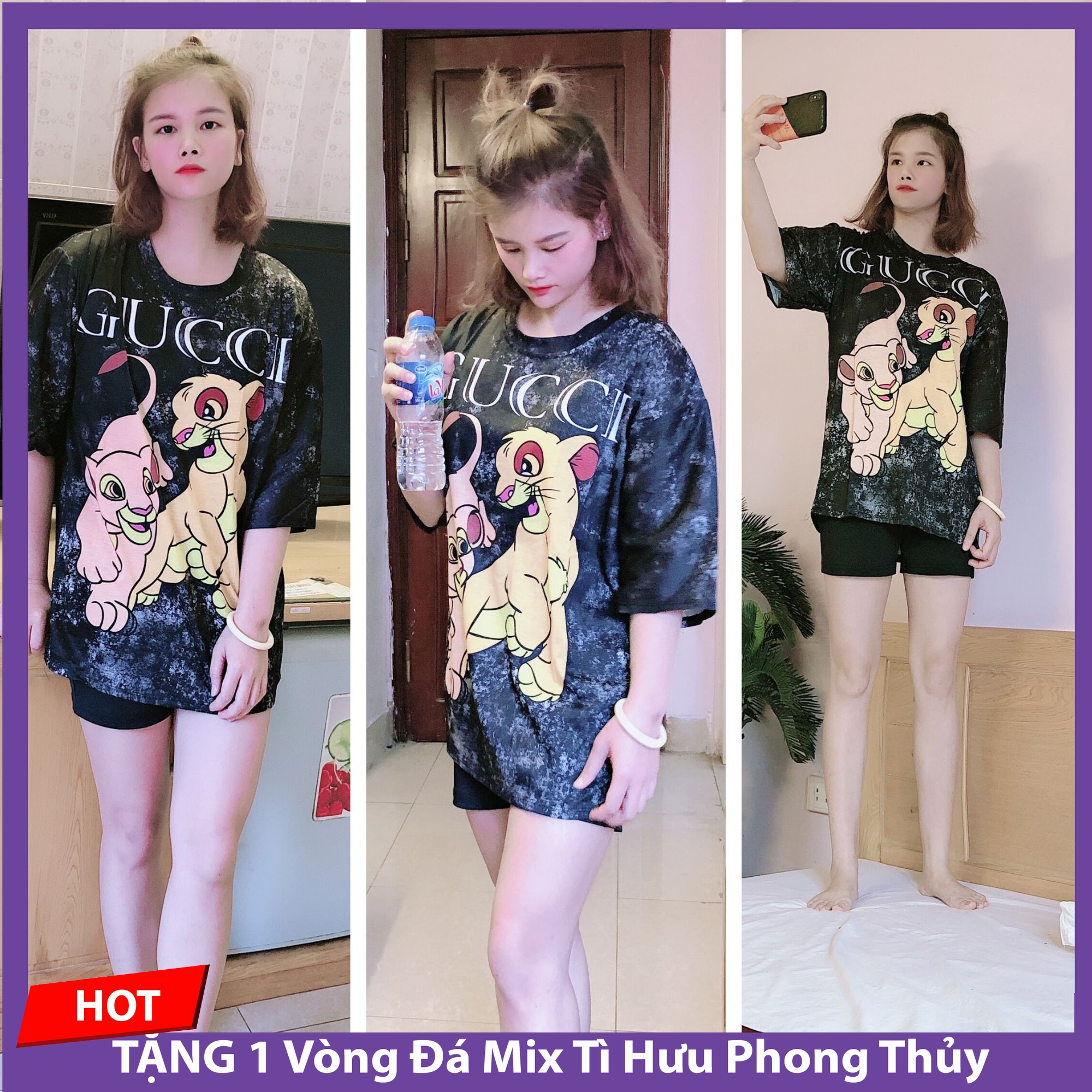 Áo Phông Nữ, Áo Thun Nữ, Áo PHông Freesize Trùm Mông Dấu Quần Form Rộng Tay Lỡ Unisex Hoạt Hình Từ 45-70kg