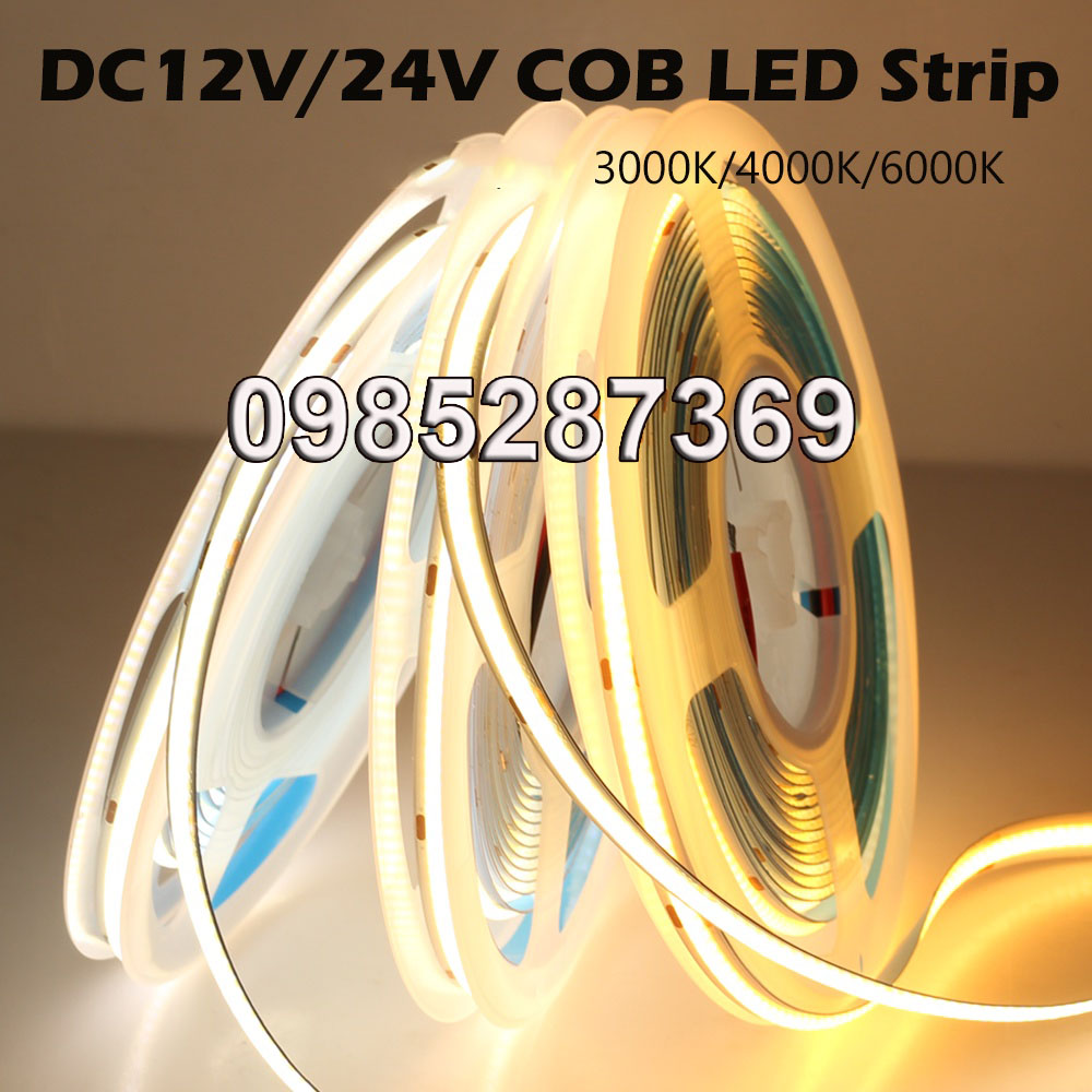 Cuộn led cob 12v 5m siêu sáng, led dán cob