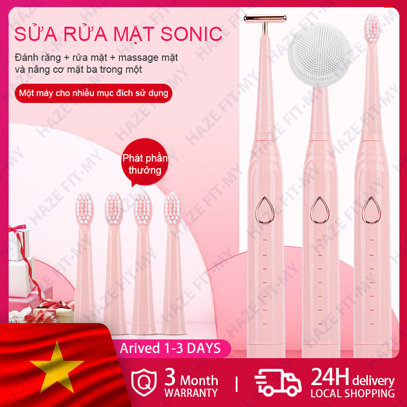 Thương hiệu mới giới thiệu dụng cụ rửa mặt dụng cụ bàn chải đánh răng 3 trong 1 siêu âm làm trắng răng bàn chải đánh răng điện 6 chế độ khuyến mãi lazada