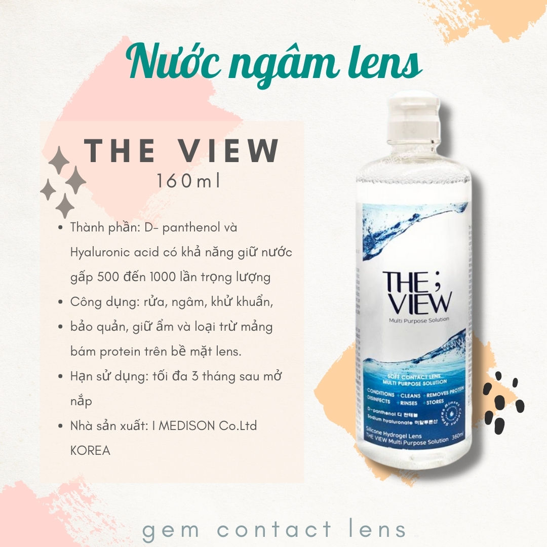 Nước ngâm lens THE VIEW KOREA bảo quản và vệ sinh kính áp tròng cung cấp độ ẩm giữ mắt khỏe mạnh