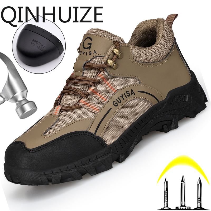 QINHUIZE Giày Bảo Hộ Nam, Mũi Thép, Để Làm Việc, Đế Chống Đâm Thủng, Giày Không Thể Phá Hủy, 2022