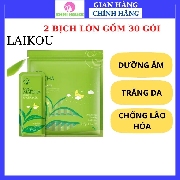 [COMBO 2 BỊCH] gồm 30 gói mặt nạ ngủ trà xanh LAIKOU dưỡng ẩm và chống lão hóa mặt nạ dưỡng da mặt nạ ngủ matcha mặt nạ nội địa Trung