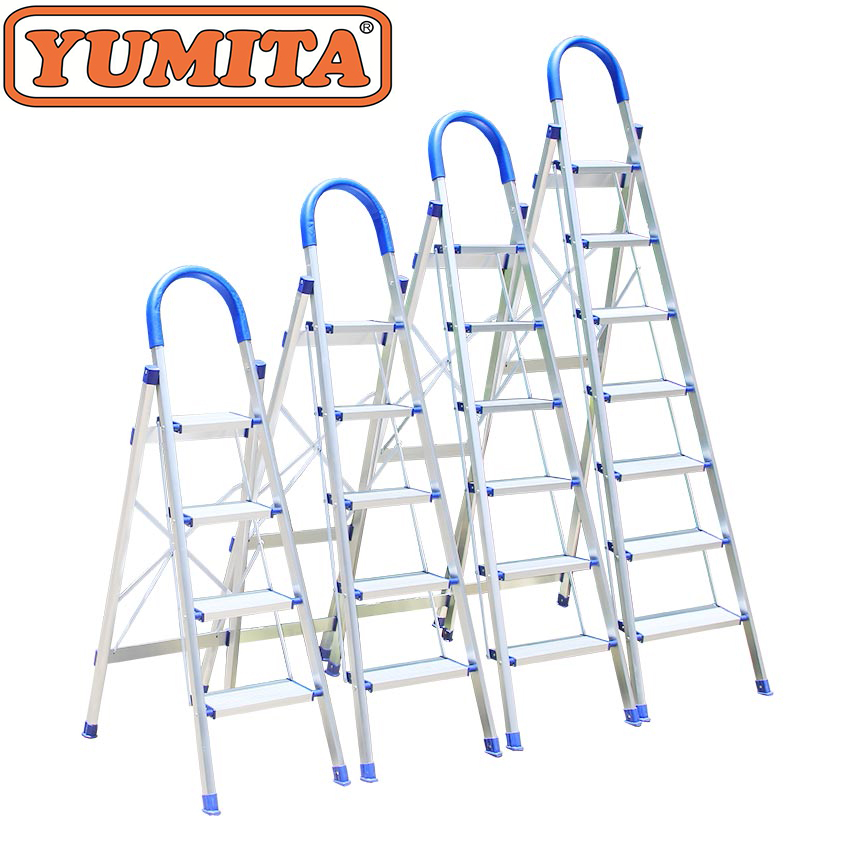 Thang Ghế nhôm YUMITA 7 Bậc màu xanh- Bậc thang rộng 13CM