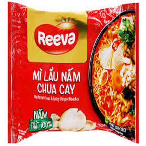Thùng 30 gói mì Reeva lẩu nấm chua cay 85g