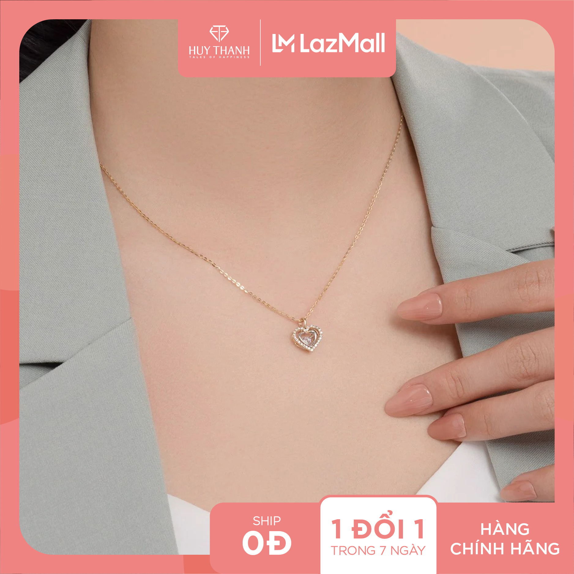 Mặt dây chuyền vàng 14k dancing heart mdmamd659 huy thanh jewelry