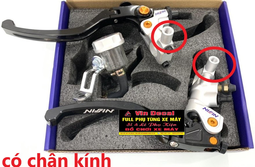 Cùm Tay Thắng - Tay Côn NISSIN màu bạc Có Chân kính gắn Sonic - Raider - Satria - Exciter - Winner - Vindecal BD