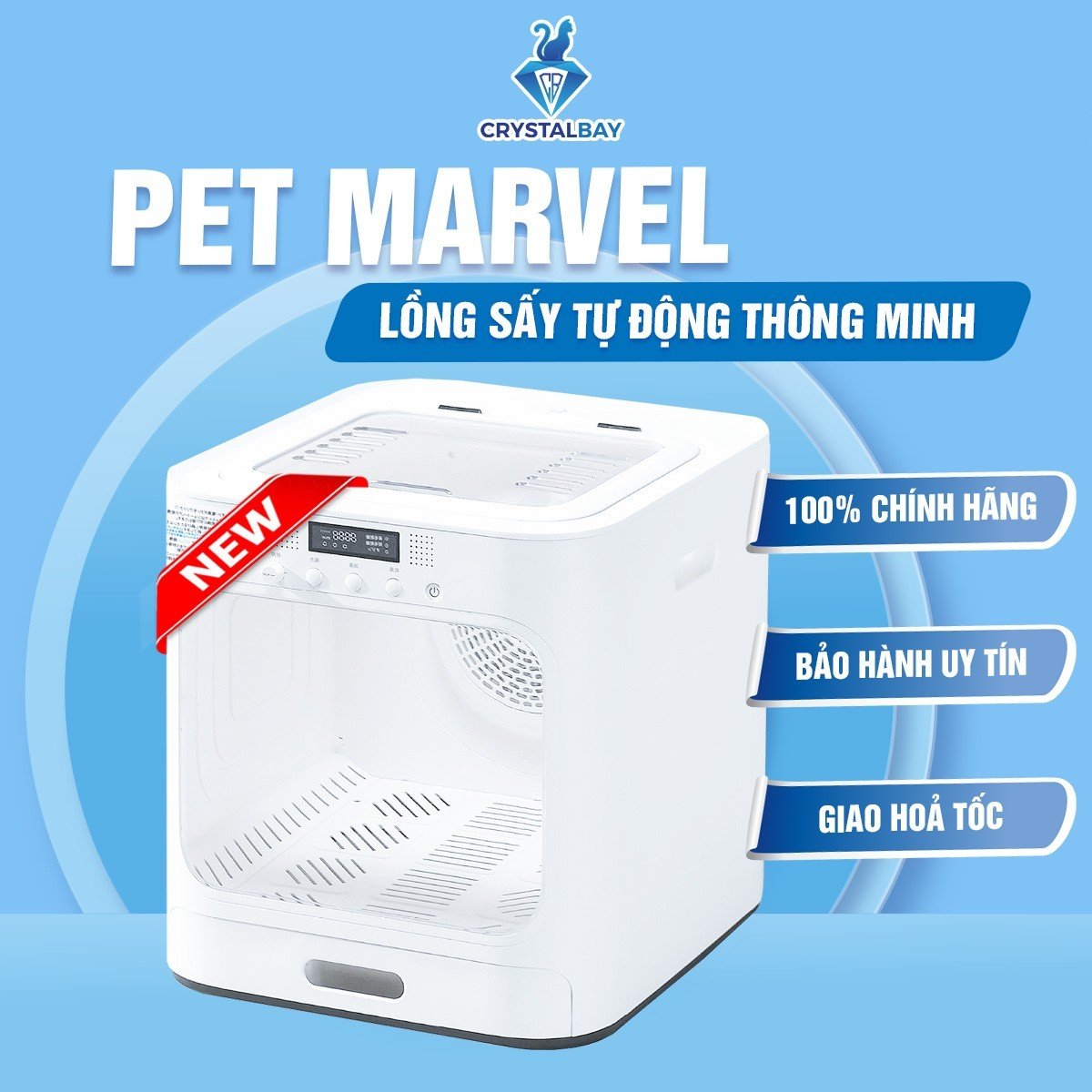 PET MARVEL LỒNG SẤY TỰ ĐỘNG THÔNG MINH CHO CHÓ MÈO THÚ CƯNG