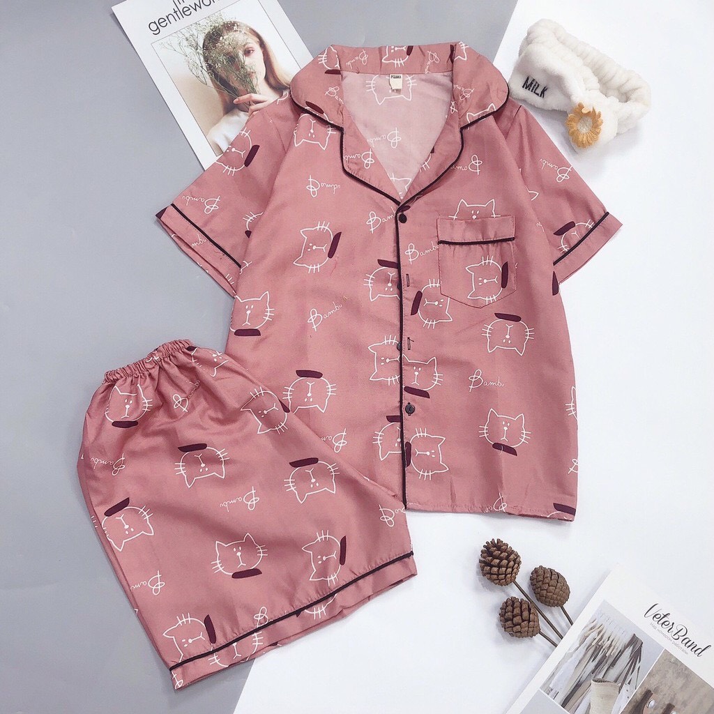 Mẫu mới về Bộ ngủ quần cộc áo cộc pijama kate thái cực hot hit bộ pyjama bộ pizama