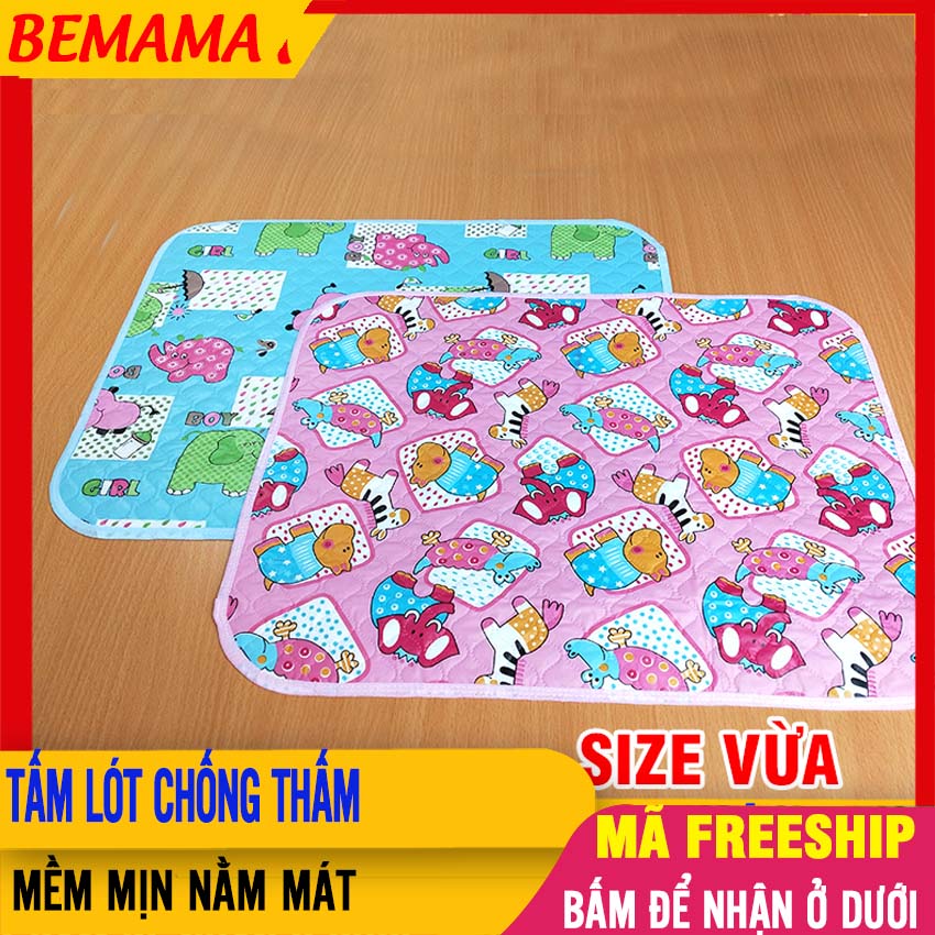 Tấm Lót Chống Thấm Cho Bé SIZE VỪA (Kích Thước Khoảng 40 x 45cm) Êm Ái Nằm Mát Dày Dặn - Chiếu Thay Bỉm Tã/Tả Lót Nôi Cũi Giường Chiếu Chống Thấm  Chiếu Nằm  Tấm Lót Nệm Miếng Lót Sơ Sinh - Chiếu Lót Nhựa Bé - BTT00540
