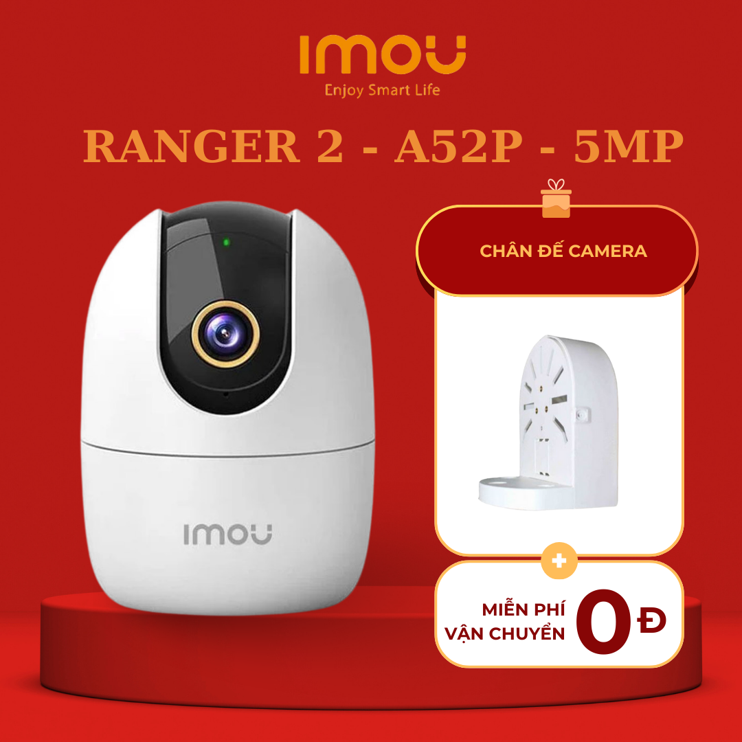   TẶNG KÈM ĐẾ CAMERA  Camera Wifi Imou Ranger 2  5MP  - A52P I Phát hiện con người I Xoay toàn cảnh 360 I Đàm thoại 2 chiều I Bảo hành 2 năm 