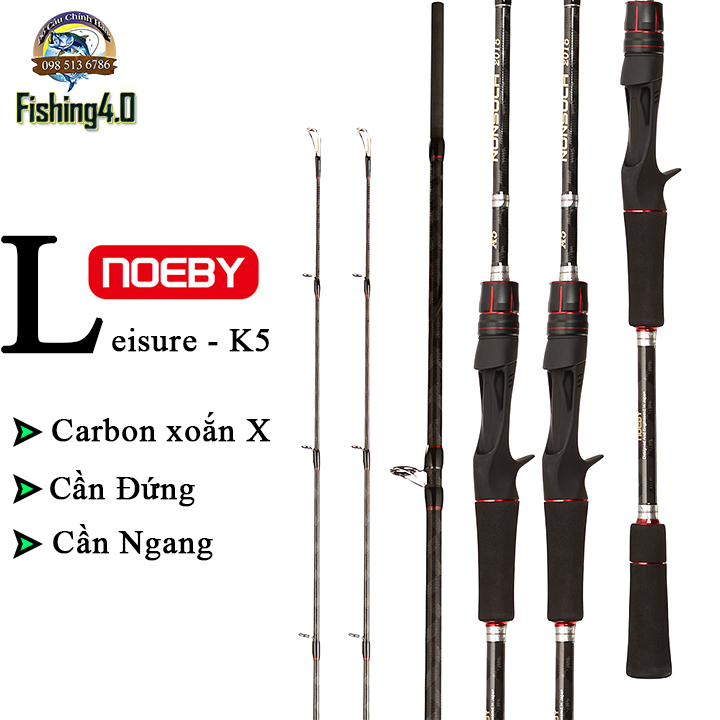 Cần câu lure Neoby Leisure K5 - Carbon xoắn X toàn thân - máy đứng máy ngang