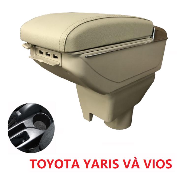 Hộp tỳ tay ô tô, xe hơi cao cấp DUSB-YRIS dùng cho xe Toyota Yaris và Vios tích hợp 7 cổng USB (Màu be)