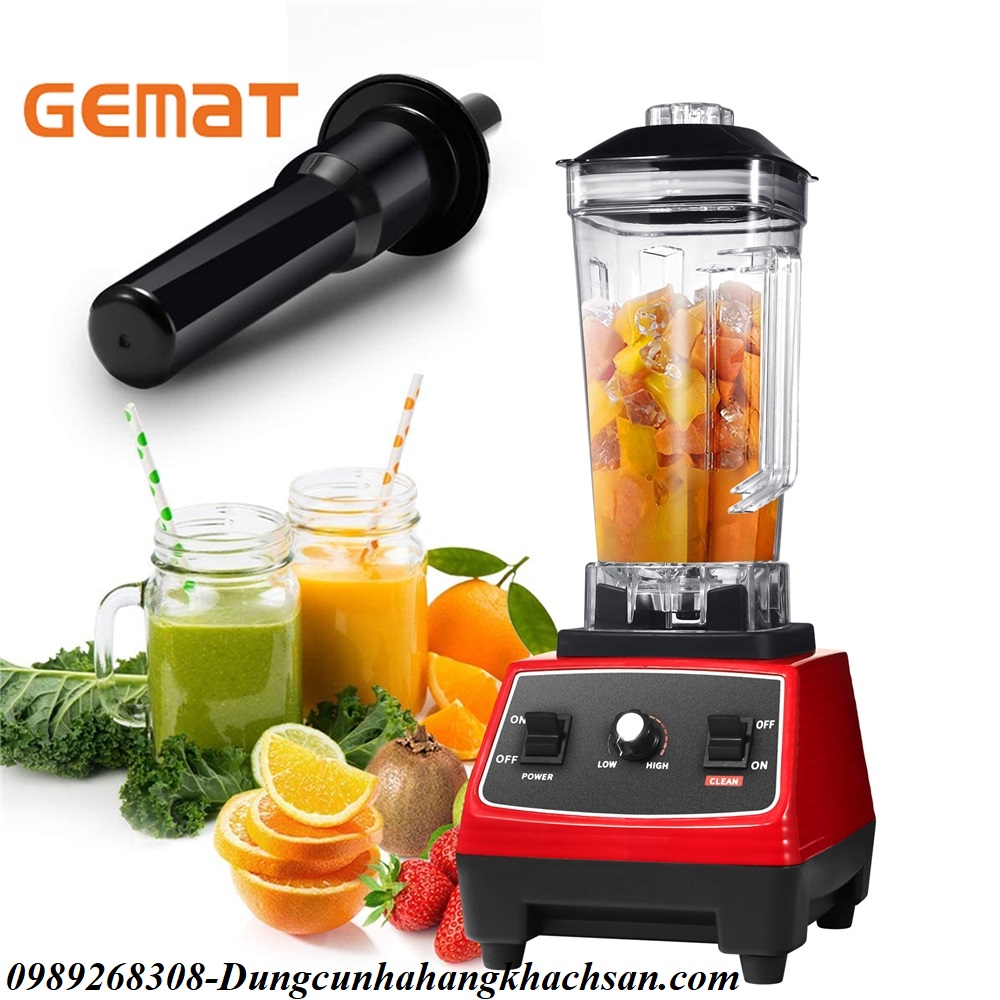 Máy sinh tố công nghiệp GEMAT 2L 2200W-Máy xay đa năng xay đá bi xay bột xay thịt làm giò làm nhân bánh- động cơ đồng nguyên chất 9530-Máy xay sinh tố chuyên nghiệp-Bảo hành 2 năm động cơ
