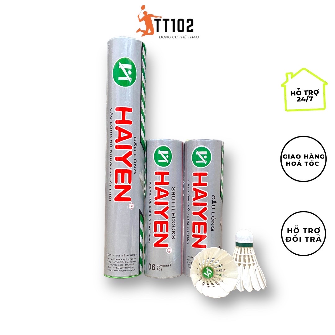 Ống cầu lông quả cầu lông Hải Yến chính hãng đạt chuẩn thi đấu, ống 6 quả và 12 quả tiện lợi