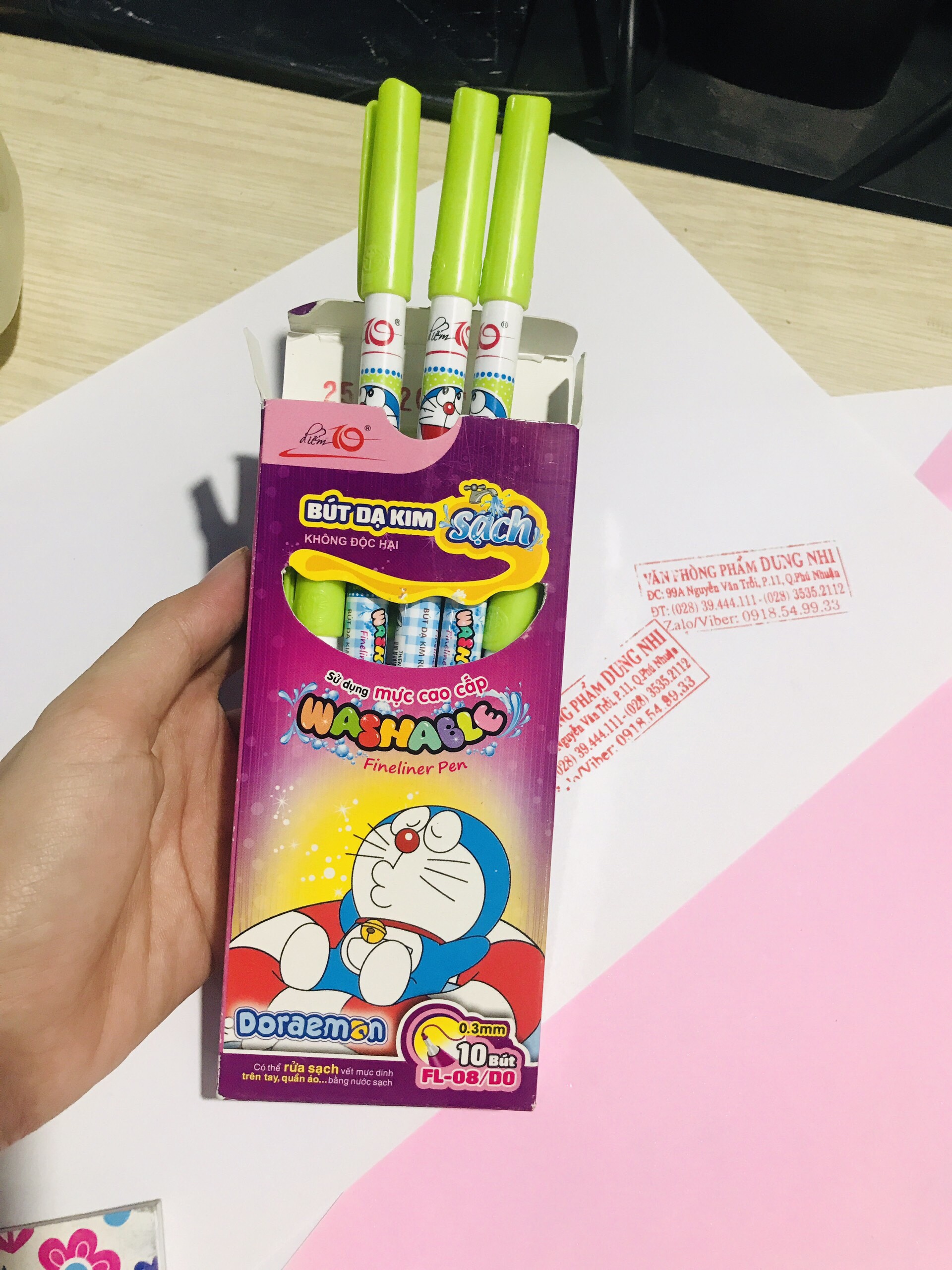 Bút lông kim Tím Thiên Long 08 Doraemon