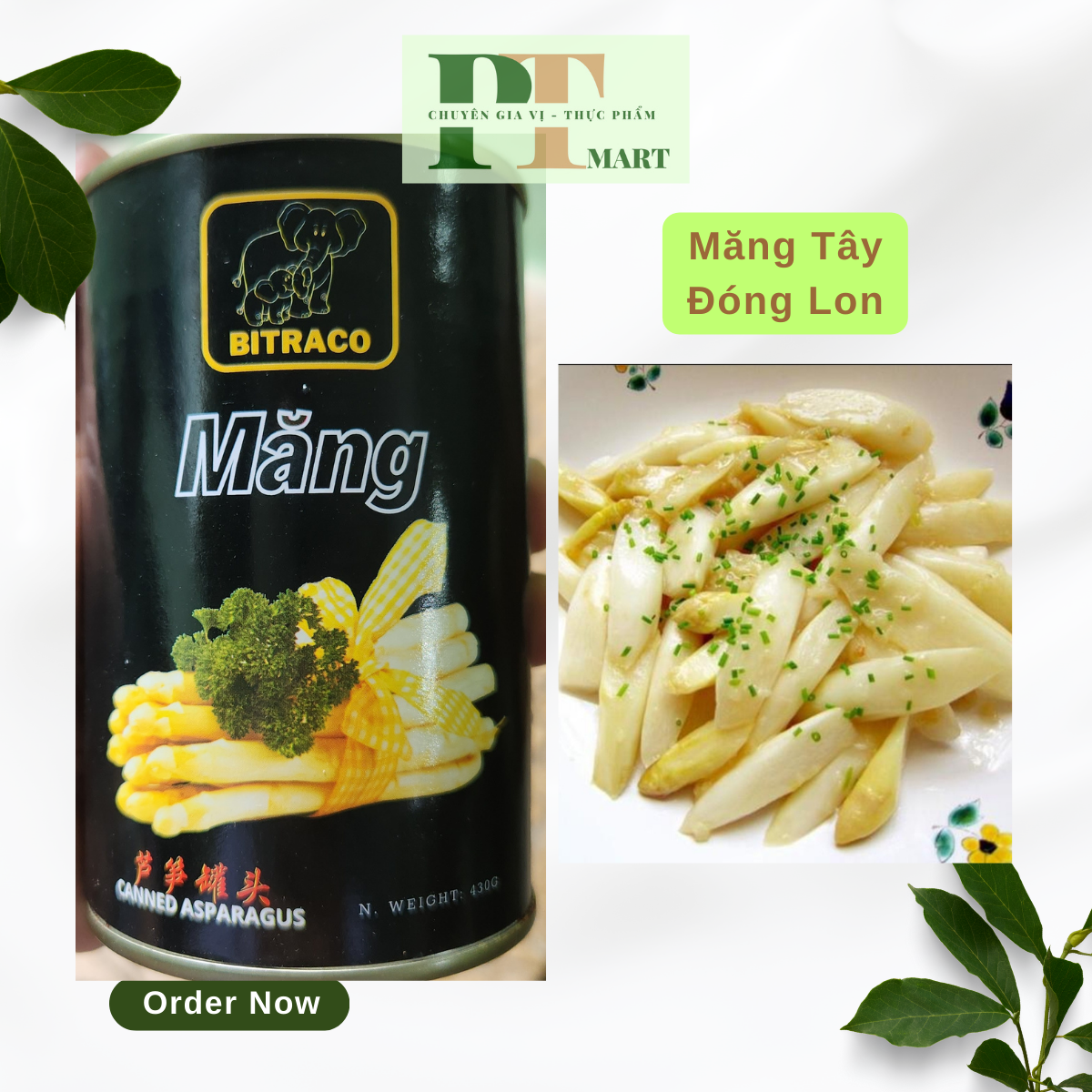 Hsd.2027 măng tây đóng hộp asparagus lon 430g. nấu súp, canh, lẩu, trộn salad, xào