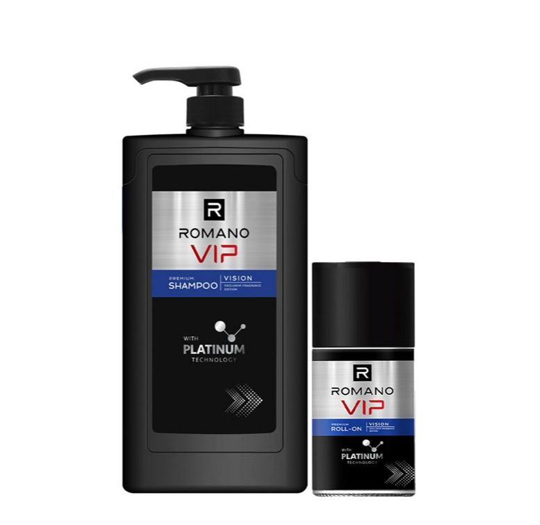 Combo Dầu gội Romano Vip Vision Platinum 650g + Lăn khử mùi Vip Vision