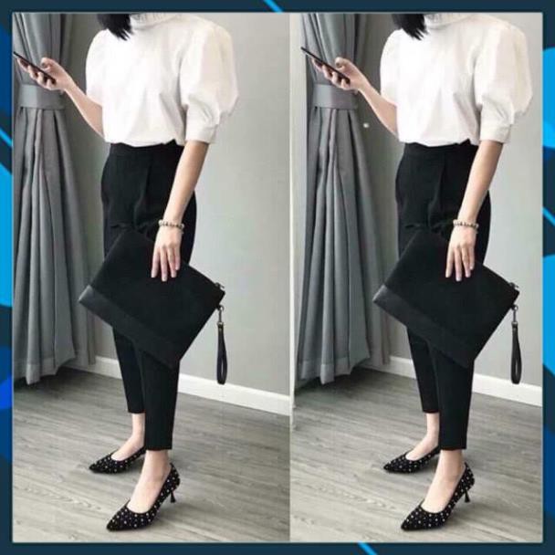 Quần baggy nữ lưng thun chất tuyết mưa chun sau khóa giọt lệ hông Banamo Fashion 835