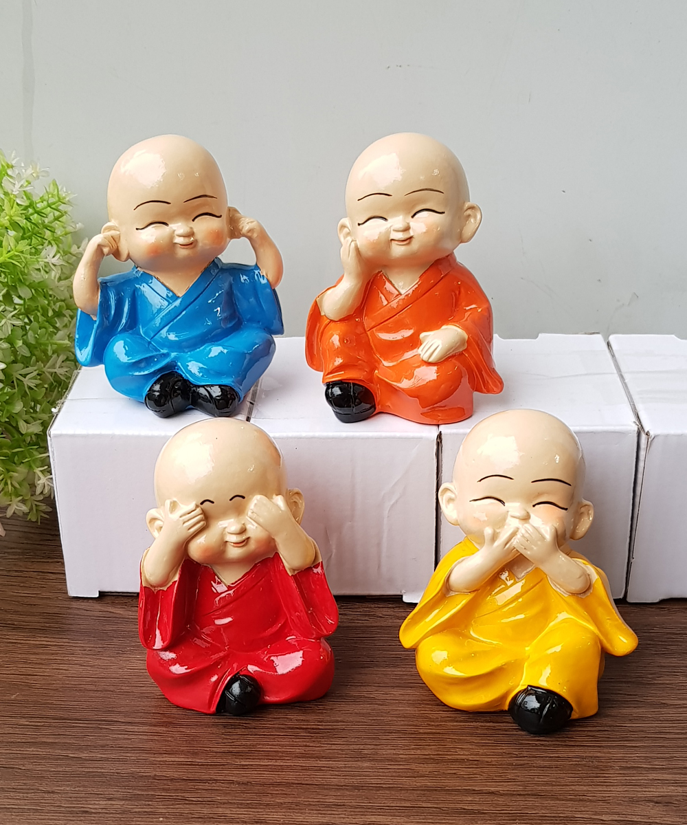 [HCM]Bộ 04 tượng Tứ Không size trung 8cm bằng đất sét nung đặc ruột