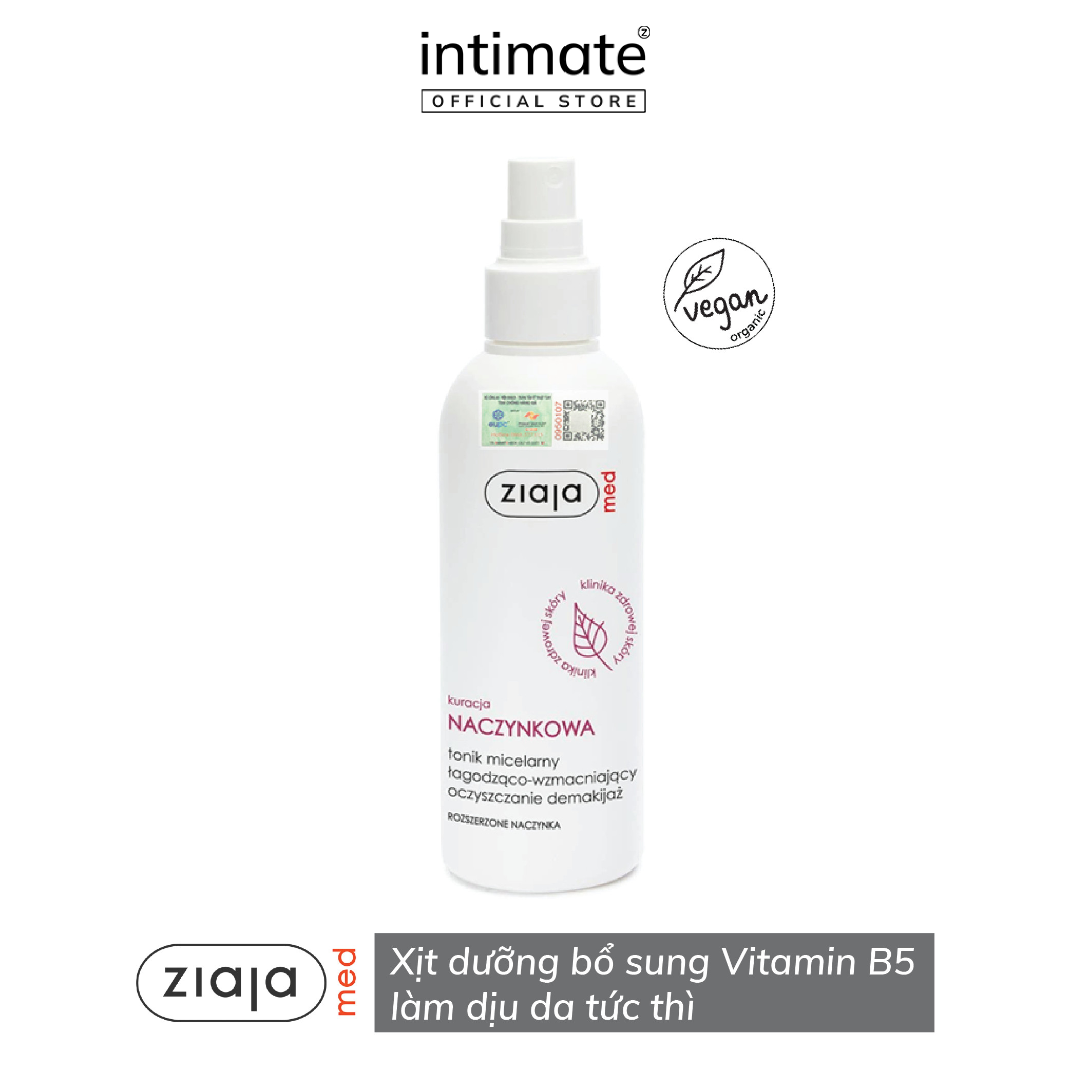 Toner Làm Dịu Da Tức Thì Ziaja Med Kuracja Naczynkowa ZIAJA BANIPHAR Bổ Sung B5 Giúp Giảm Kích Ứng, Làm Lành Da 200ml