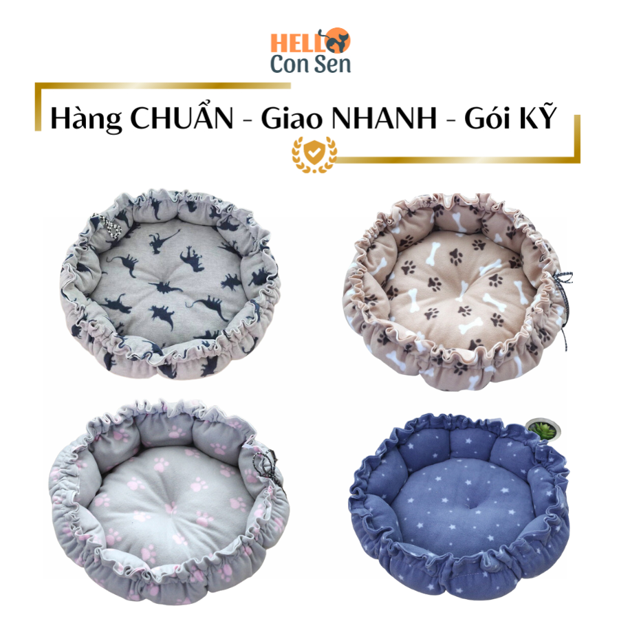 Nệm cho chó mèo Đệm tròn rút dây cho thú cưng xinh xắn ủ ấm tiện lợi - Đệm ngủ cho mèo