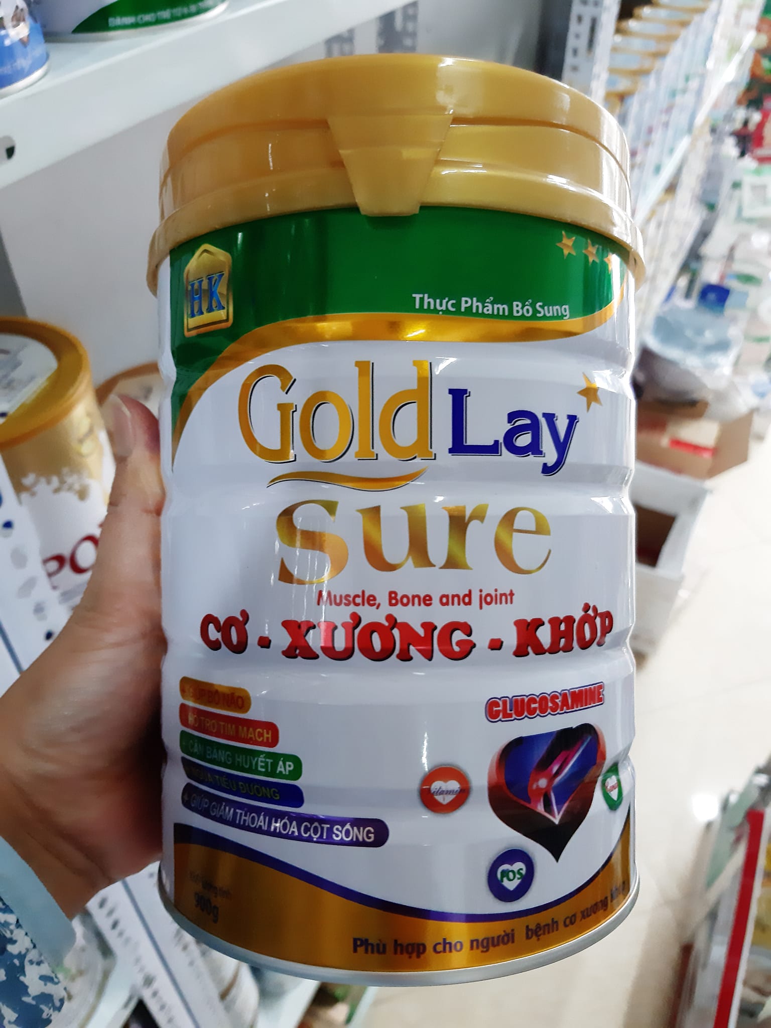 Sữa bột Goldlay Sure xương khớp lon 900g cho người cơ xương khớp - tiểu đường - huyết áp